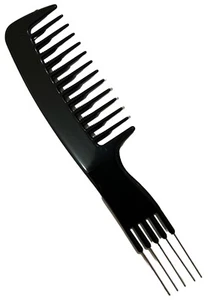 Rake Hair Comb Fork Metal Black Handle Wide Tooth Detangling Parting Aid Accesso - Picture 1 of 6