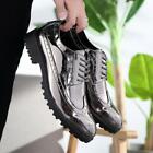 Mens Casual Patent Leather Shoes Lace Up Formal Breathable Non Slip Oxfords 2023
