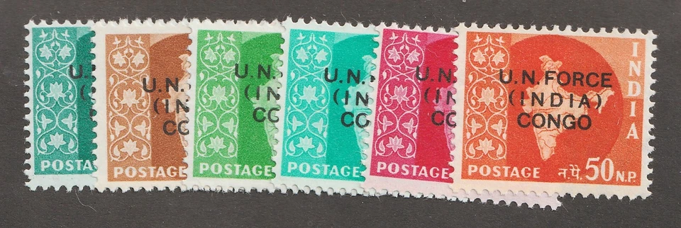 1962 U.N. Force India Congo Sc# N56-61. MH postage stamp set Cv$7.85 - Image 1 of 1