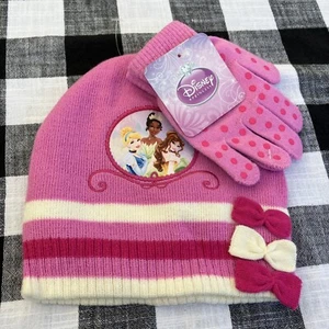 Disney Princess Kid Size Beanie Hat And Gloves Set Pink - Picture 1 of 4