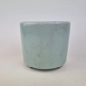 20thC Chinese Blue Glazed Incense Burner On Three Feet 6 Character Seal Mark - Picture 1 of 13