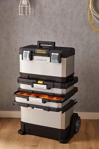 Extra große Werkzeugkiste auf Rädern rollend strapazierfähig Metall Aufbewahrungsschrank Truhe - Bild 1 von 12