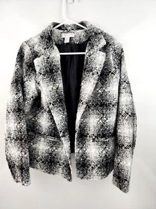 Christopher & Banks Petite Knit Tweed Black Gray White Jacket Women’s P/M - Picture 1 of 8