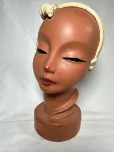 Art Deco Goldscheider Style ASIAN LADY WOMAN TESTA BUSTO gesso gesso vintage - Foto 1 di 21