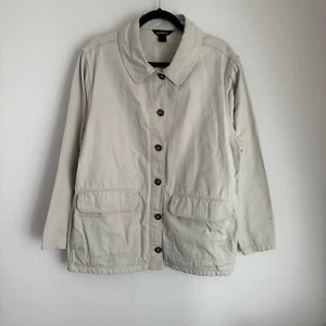 Woolrich Cotton Barn Chore Jacket Utility Pockets Stone Beige Women's L - Picture 1 of 10