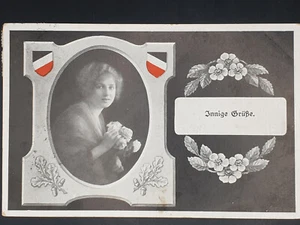 Postal postal postal correo de campaña patriótico Reich alemán mujer saludo i... - Imagen 1 de 2