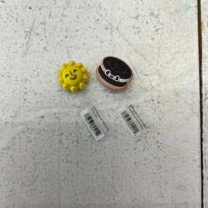 Crocs Yellow Smiley Sun & Chocolate Cookie With Smile Shoe Charm NEW - Picture 1 of 4