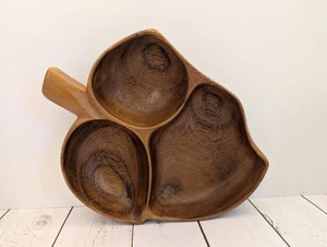 Vintage Blair's Hawaii Monkey Pod Holz geteilt Schale Blatt Schale MCM Holz  - Bild 1 von 8