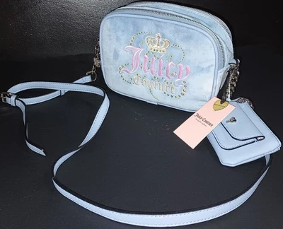 Juicy Couture Dusty Blue Ski Bunny Frozen Fairy Princess Bling Crossbody Purse - Image 1 of 4