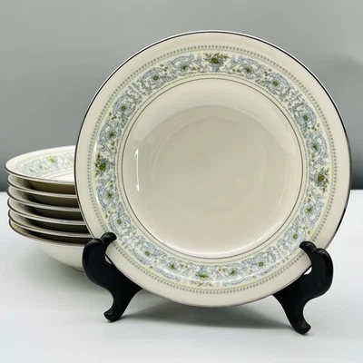 MINTY Set of 7 NORITAKE Monteleone BOWLS Cereal Soup Salad BLUE FLORAL Platinum - image 1 of 4