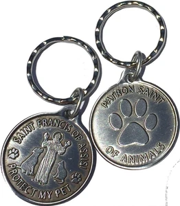 Portachiavi San Francesco d'Assisi Patrono degli Animali/Proteggi il Mio Pet Colore Peltro - Foto 1 di 8