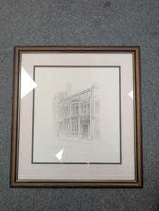 Vintage William Moneyart Ltd edizione incorniciata Manchester Law Library 44x40 cm (Hsh7) - Foto 1 di 5