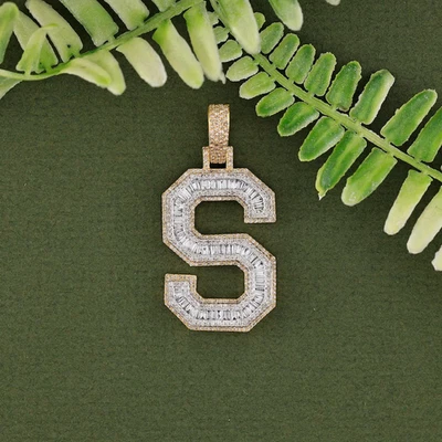 14K Yellow Gold Plated Lab Created Diamond "S" Initial Charm Pendant - 2.26 CTW - Image 1 of 4