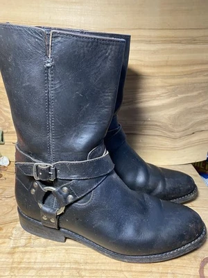 Frye Harness Motorcycle Moto Black Leather Boots Women’s Size 9.5 Rear Zip - Image 1 of 4