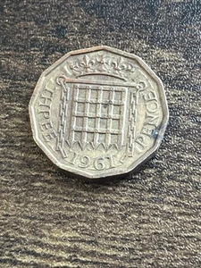 1961 Great Britain United Kingdom 3 Three Pence Elizabeth ll Actual Coin TB8743* - Bild 1 von 2