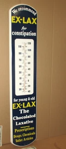 EXLAX Thermometer Sign - GIANT SIZE - Still Works- DRUGSTORE & TOILET -Not Faded - Picture 1 of 14