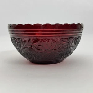 Vintage Anchor Hocking Glass 5" Bowl Sandwich Pattern Ruby Red - Picture 1 of 11