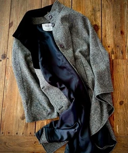 NEU Harris Tweed Poncho Mantel Long Cape + Taschen, Front-Knöpfen, gefüttert, - Bild 1 von 5
