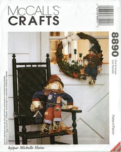 1997 Scarecrow Doll Wreath Michelle Hains Sewing Pattern McCall's 8890 OOP - Picture 1 of 2