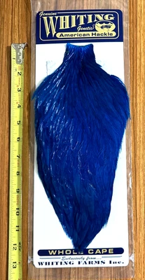 Capa de gallo americano Whiting, blanco teñida martín pescador azul, atar moscas Foto 1 de 2