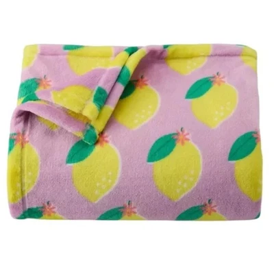 The Big One Light Purple Lemon Print Lemons Plush Fleece Throw Blanket 5x6 feet - Image 1 of 2