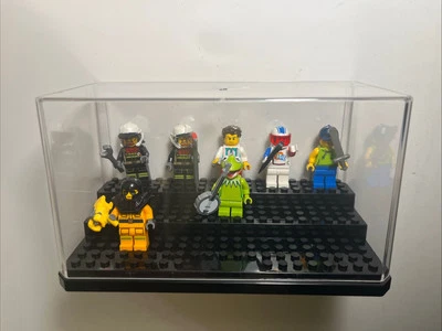 New! - Clear Display Case For Lego Minifigures Black Base Stackable 3-Steps - Image 1 of 3