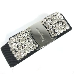 Salvatore Ferragamo logo rose ribbon rhinestone Hair accessories Barrette - Picture 1 of 7