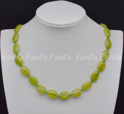 Genuine Natural 13x18mm Green Peridot Gemstone Oval Beads Long Necklace 18-48" - Image 1 of 4