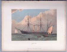 Colored Plate of the H.M.S. "Iris" from "The Ships of the Royal Navy" 1885