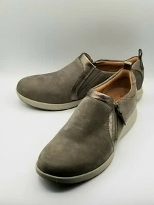 Clarks Women's Unstructured Zip Sneaker Taupe Nubuck/Suede US 10 - Picture 1 of 12