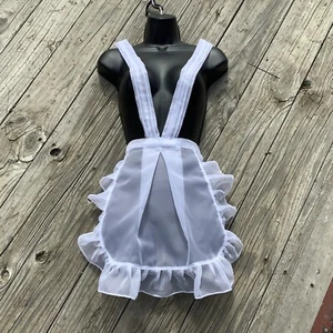 White Chiffon Fabric Apron Christina Maid Apron Shoulder Straps Costume Apron - Picture 1 of 13