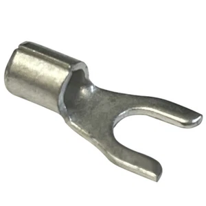 (100) Non-Insulated 12-10 AWG Spade Terminal #10 Fork Uninsulated Wire Connector - Picture 1 of 6
