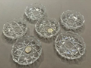 Set Of 6 Lead Crystal Diamond Cut Scalloped Edges Trinket Bowls Made In Taiwan - Picture 1 of 6