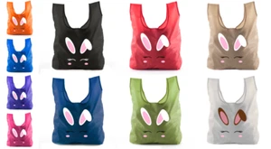 Easter Basket Bags, Bulk Reusable Easter Egg Hunt Tote Bags - Bunny Face - Picture 1 of 11