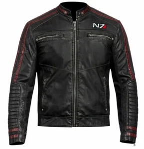 Men’s N7 Motorcycle Biker Cafe Racer Vintage Black Winter Real Leather Jacket - Picture 1 of 5