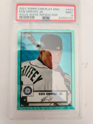 2021 Topps Chrome Platinum Anv Ken Griffey, Jr. #493 Aqua Wave Ref  PSA 9 - Image 1 of 3