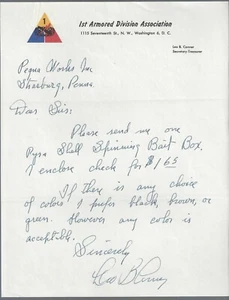 First Armored Division Letterhead Old Ironsides Col. Leo B Conner Fishing - Picture 1 of 1