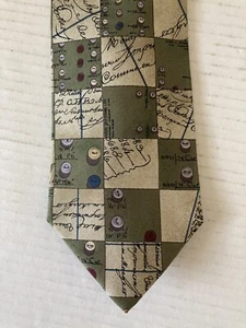 Structure Men's Necktie Tie Novelty Geometric Green Tan Made in USA - Picture 1 of 6