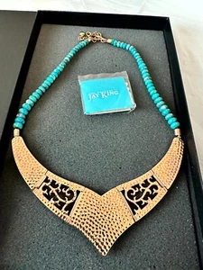 Mine Finds by Jay King Gemstone Signed DTR Copper and Inlay Turquoise Necklace - Picture 1 of 11