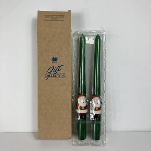 Avon Gift Collection Santa Claus Taper Candles Set Of 2 Boxed Green Christmas - Picture 1 of 13