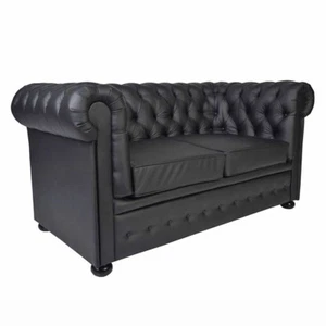 Polstersofa Sofa 2-Sitzer YELM CHESTERFIELD Massivholz Buche - Bild 1 von 10