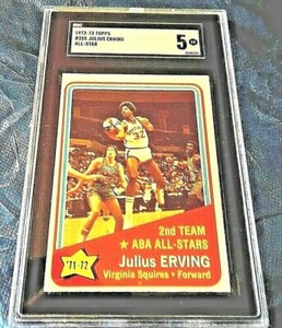 1972-73 TOPPS JULIUS ERVING RC ALL-STARS  SGC 5 WELL CENTERED #255 