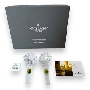 NEW Waterford Lead Crystal Star of Erin Wine Bottle Stopper Pair Original Box - Picture 1 of 6