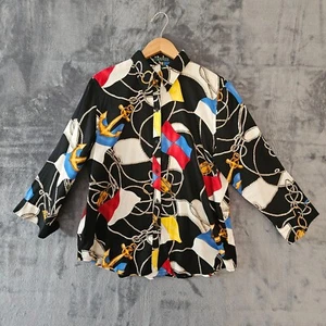 Lauren Ralph Lauren Top Womens XL 100% Cotton Colorful Nautical Button Up Light - Picture 1 of 8