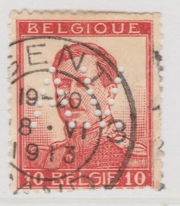 Perfin Belgium 1912-13 10c Used Stamp A19P48F967 - Picture 1 of 1