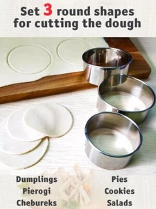 SET RUNDE 3 FORMEN ZUM SCHNEIDEN VON TEIG IN KREISE FÜR KNÖDEL UND VARENIKI - Bild 1 von 4