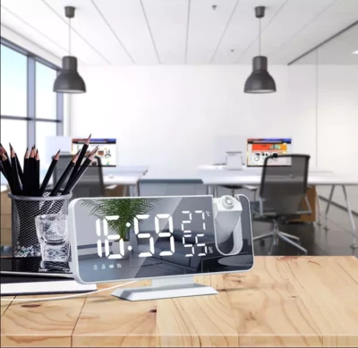FM Radio, LED Digital Smart Alarm Projection Time Snooze Electronic Table Clock - Image 1 of 4