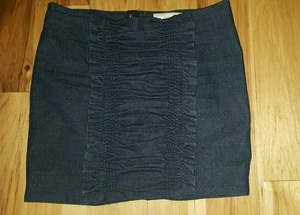 Leifsdottir gesammelt gesmockter gerüschter Stretchrock vorne hinten Gr. 12 dunkle Denim - Bild 1 von 5