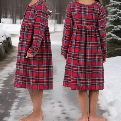 PajamaGram Plaid Flannel N Sz. 10 Girls Red Holiday Low Flammability MSRP $40  - Image 1 of 4
