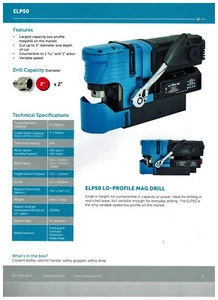 UNIBOR ELP50 LOW PROFILE MAGNETIC DRILL PRESS - WARRANTY INCLUDED
